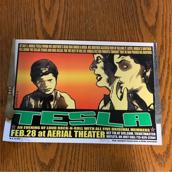 2001 TESLA Tour Poster JERMAINE ROGERS SIGNED/ NUMBERED  2001 OFFSET COLLECTION - Picture 7 of 7